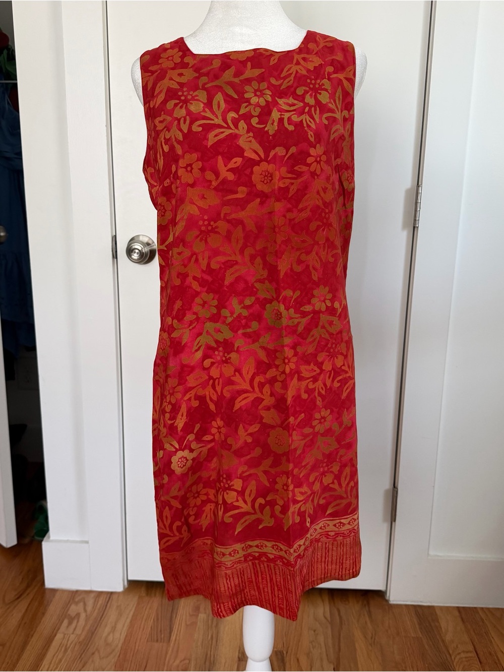 Nomadic Traders Red and Gold Floral Sleeveless Shift Dress